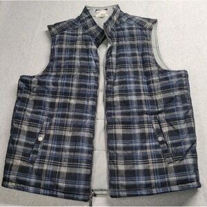 Tommy Bahama‎ Vest Mens XL Blue Corduroy Quilted Gray Full Zip Snap Pockets